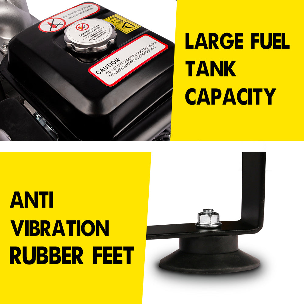 Zemanor Gas Water Pump 6.5Hp Transfer 2" Irrigation Fire Fighting Hi Flow Black Steel