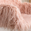 Hengming Modern Faux Fur Home Office Chair, Fluffy Chair For Girls, Makeup Vanity Chair Pink Steel