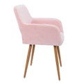 Hengming Dining Chairs With Faux Fur, Mid Century Side Chairs With Solid Painting Steel Leg For Dining Room Pink Faux Fur