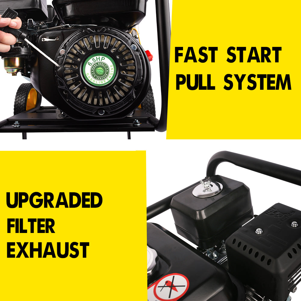 Zemanor Gas Water Pump 6.5Hp Transfer 2" Irrigation Fire Fighting Hi Flow Black Steel