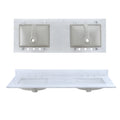 60 Inch Engineered Marble Vanity Top With Rectangular Double Basins White Marble