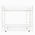 Twin Over Twin Metal Bunk Bed With Trundle,Can Be Divided Into Two Beds,No Box Spring Needed ,White Old Sku: Mf194806Aak White Metal