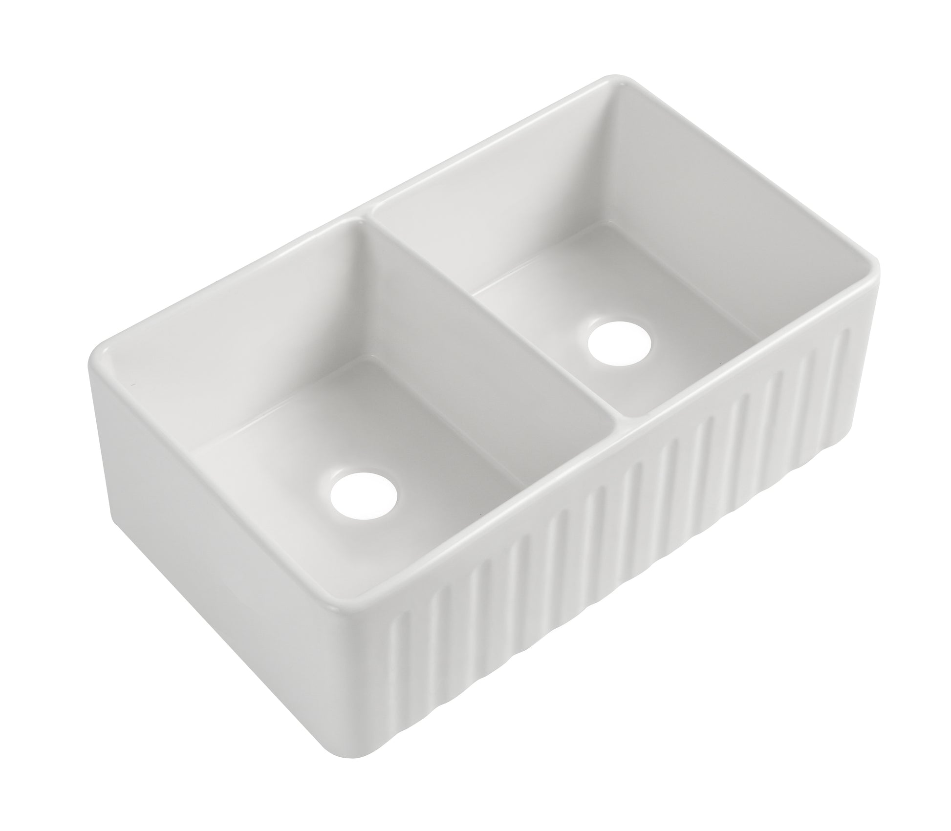 Fireclay 33" L X 20" W Double Basin Farmhouse Kitchen Sink With Grid And Strainer White Fireclay