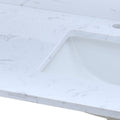 60 Inch Engineered Marble Vanity Top With Rectangular Double Basins White Marble