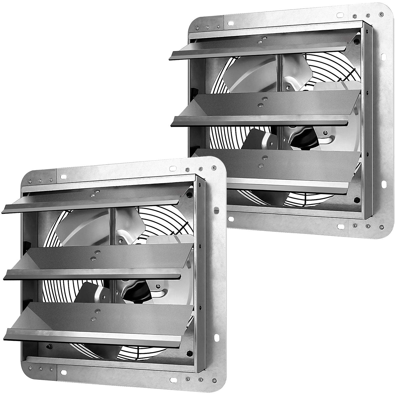 Ipower 12 Inch Shutter Exhaust Fan Aluminum High Speed 1620Rpm, 940 Cfm, 2 Pack, Silver Silver Aluminium