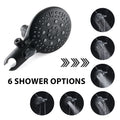 Classic High Pressure Single Handle 6 Spray Patterns Rain Shower Head With Handheld Shower Valve Included Matte Black Brass