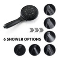 Classic High Pressure Single Handle 6 Spray Patterns Rain Shower Head With Handheld Shower Valve Included Matte Black Brass