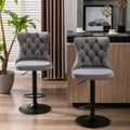 Swivel Velvet Barstools Adjusatble Seat Height From 25 33 Inch,17.7 Inch Base, Modern Upholstered Bar Stools With Backs Comfortable Tufted For Home Pub And Kitchen Island,Gray,Set Of 2 Gray Dining Room American Design Foam Velvet