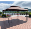 13X10 Outdoor Patio Gazebo Canopy Tent With Ventilated Double Roof And Mosquito Net Detachable Mesh Screen On All Sides ,Suitable For Lawn, Garden, Backyard And Deck,Brown Top Brown Metal