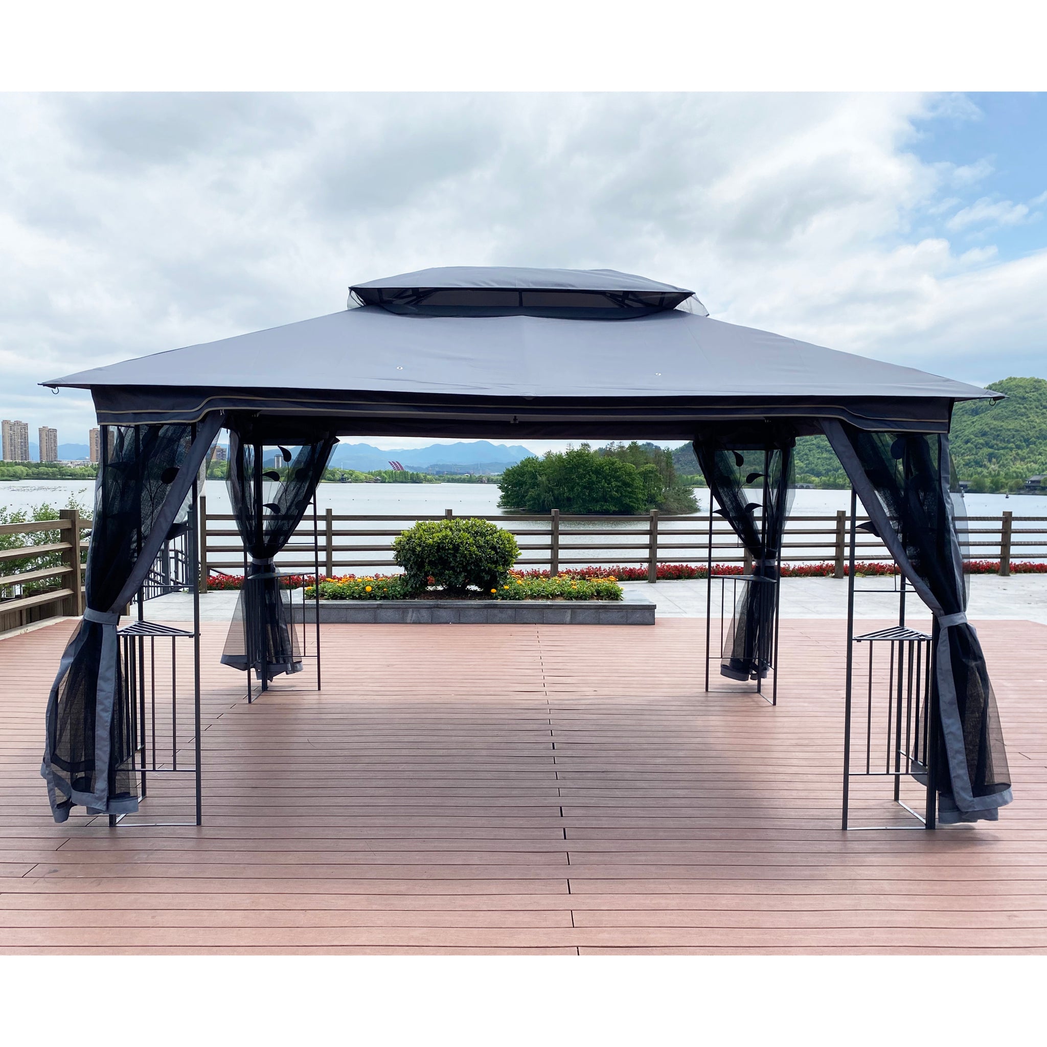 13x10 Outdoor Patio Gazebo Canopy Tent With Ventilated gray-metal