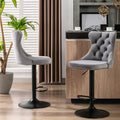 Swivel Velvet Barstools Adjusatble Seat Height From 25 33 Inch,17.7 Inch Base, Modern Upholstered Bar Stools With Backs Comfortable Tufted For Home Pub And Kitchen Island,Gray,Set Of 2 Gray Dining Room American Design Foam Velvet