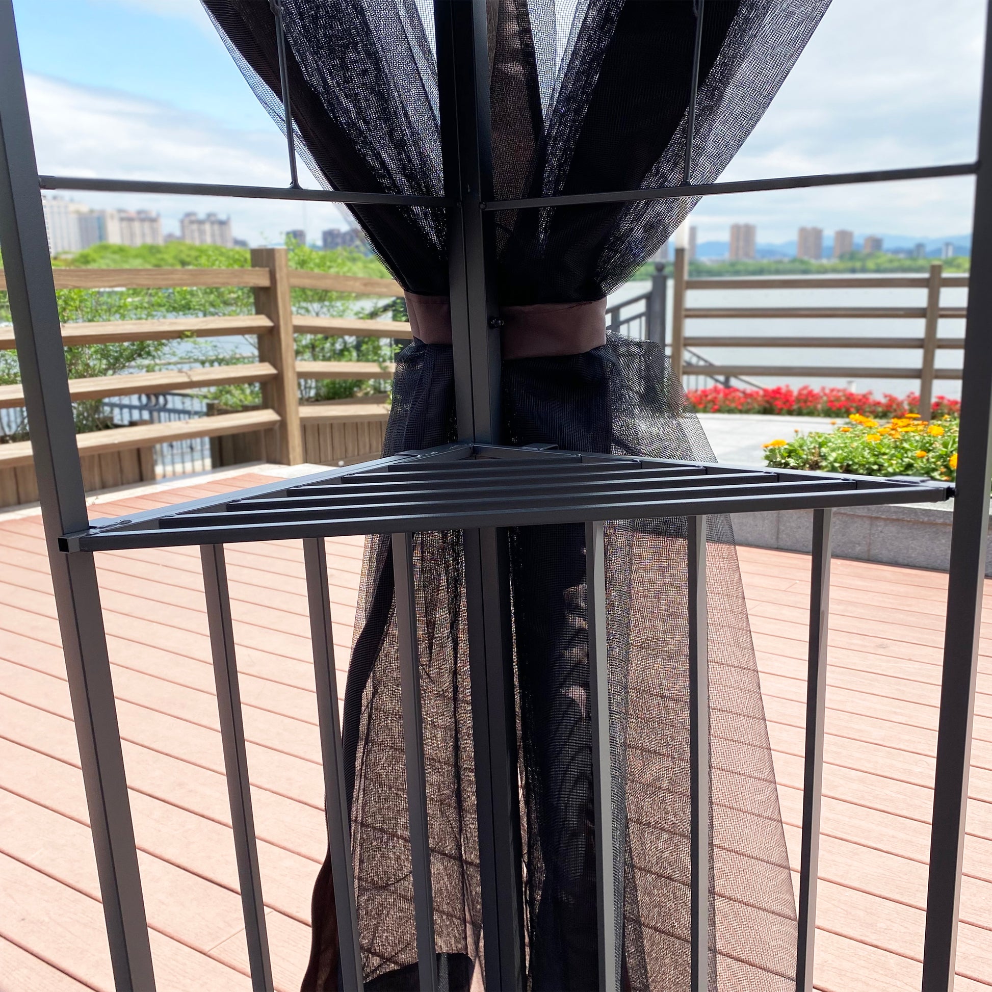 13X10 Outdoor Patio Gazebo Canopy Tent With Ventilated Double Roof And Mosquito Net Detachable Mesh Screen On All Sides ,Suitable For Lawn, Garden, Backyard And Deck,Brown Top Brown Metal