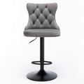 Swivel Velvet Barstools Adjusatble Seat Height From 25 33 Inch,17.7 Inch Base, Modern Upholstered Bar Stools With Backs Comfortable Tufted For Home Pub And Kitchen Island,Gray,Set Of 2 Gray Dining Room American Design Foam Velvet