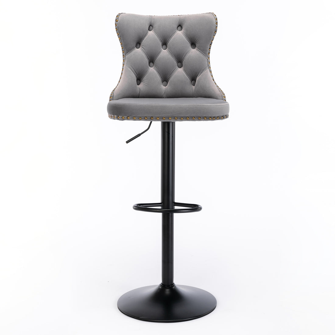 Swivel Velvet Barstools Adjusatble Seat Height From 25 33 Inch,17.7 Inch Base, Modern Upholstered Bar Stools With Backs Comfortable Tufted For Home Pub And Kitchen Island,Gray,Set Of 2 Gray Dining Room American Design Foam Velvet