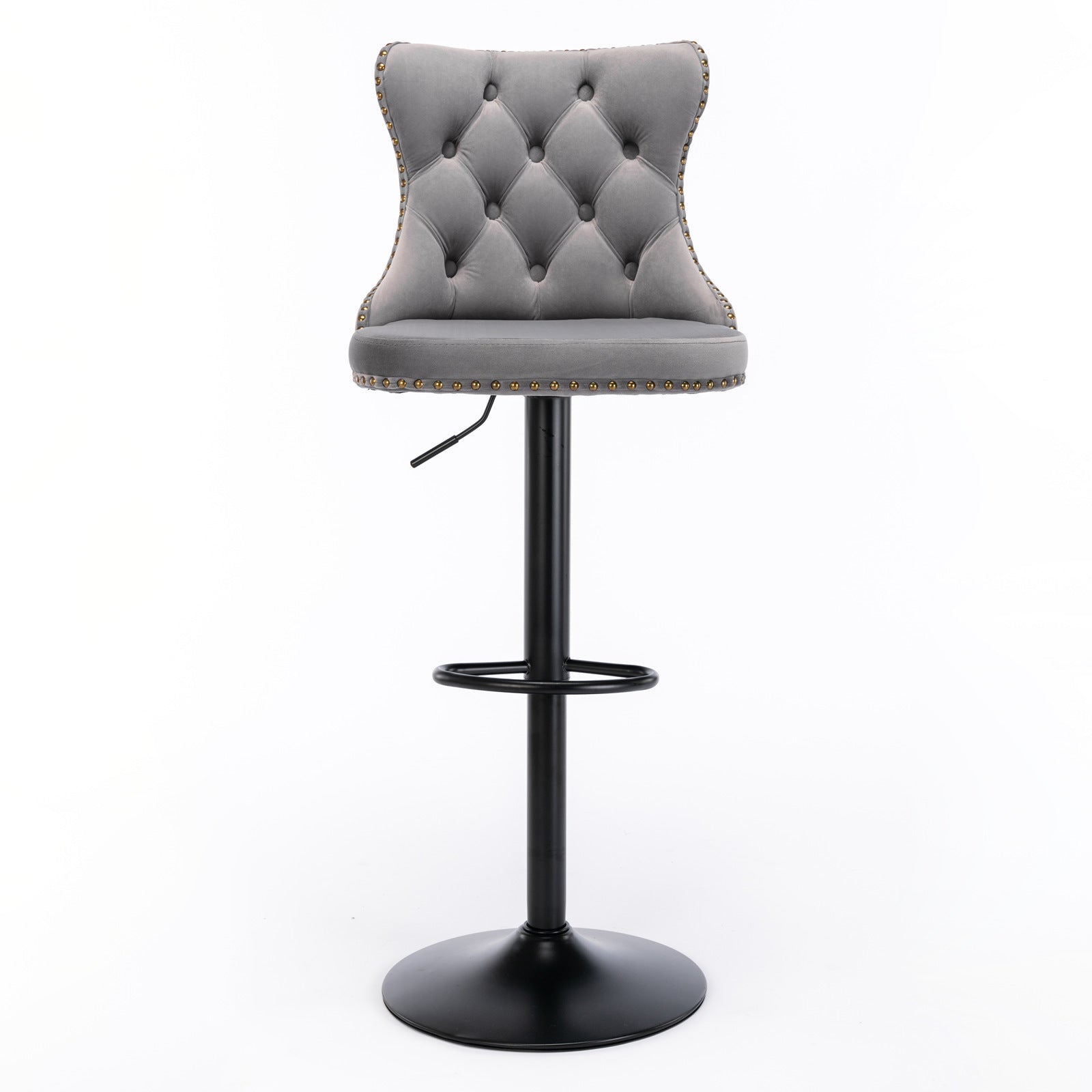 Swivel Velvet Barstools Adjusatble Seat Height From 25 33 Inch,17.7 Inch Base, Modern Upholstered Bar Stools With Backs Comfortable Tufted For Home Pub And Kitchen Island,Gray,Set Of 2 Gray Dining Room American Design Foam Velvet