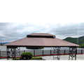 13X10 Ft Patio Double Roof Gazebo Replacement Canopy Top Fabric,Brown Brown Polyester