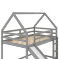 Twin Size Bunk House Bed With Slide And Ladder,Gray Twin Gray Pine