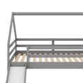 Twin Size Bunk House Bed With Slide And Ladder,Gray Twin Gray Pine