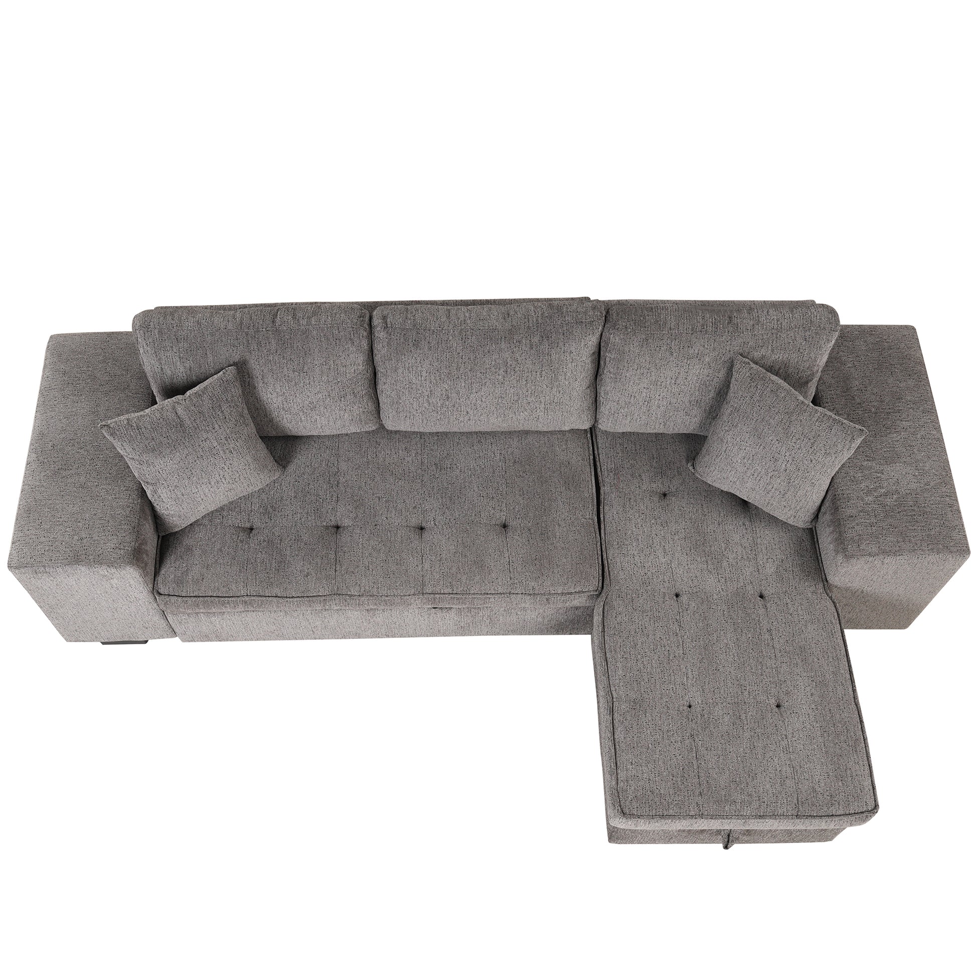 104.5" Modern L Shape 3 Seat Reversible Sectional Couch, Pull Out Sleeper Sofa With Storage Chaise And 2 Stools For Living Room Furniture Set,Knox Charcoal Old Sku:Sg000431Aaa Knox Charcoal Foam Linen 3 Seat