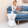 Geometry End Table, Glass Nightstand, Marble Table, White Table For Bedroom Living Room White Glass