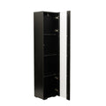 Black Side Cabinet With Aluminum Strip Lamp,With Large Storage Space Black Particle Board