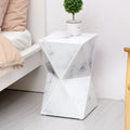 Geometry End Table, Glass Nightstand, Marble Table, White Table For Bedroom Living Room White Glass