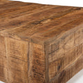 Rough Mango Wood Block Coffee Table Brown Solid Wood