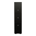 Black Side Cabinet With Aluminum Strip Lamp,With Large Storage Space Black Particle Board