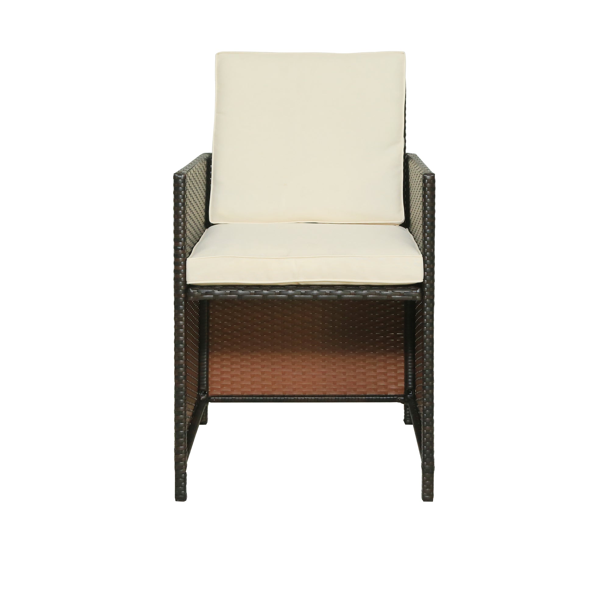 11 Piece Patio All Weather Pe Wicker Dining Table Set With Wood Tabletop For 10, Brown Rattan Beige Cushion Yes Complete Patio Set Brown Water Resistant Frame Water Resistant Cushion Garden & Outdoor Casual Complete Patio Sets Foam Rattan