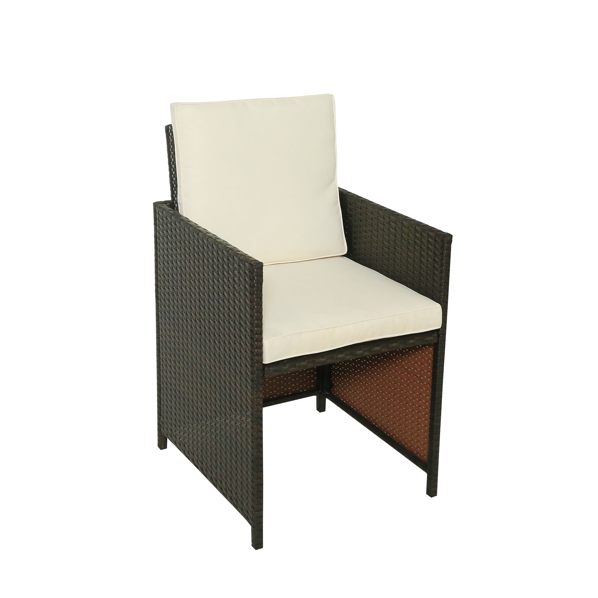 11 Piece Patio All Weather Pe Wicker Dining Table Set With Wood Tabletop For 10, Brown Rattan Beige Cushion Yes Complete Patio Set Brown Water Resistant Frame Water Resistant Cushion Garden & Outdoor Casual Complete Patio Sets Foam Rattan