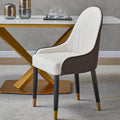 Dining Chair With Pu Leather White And Brown Metal Legs Set Of 2 Brown Pu Leather