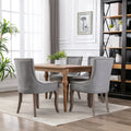 Ultra Side Dining Chair Thickened Fabric Chairs With Neutrally Toned Solid Wood Legs Bronze Nail Head Set Of 2 Gray Gray Foam Fabric