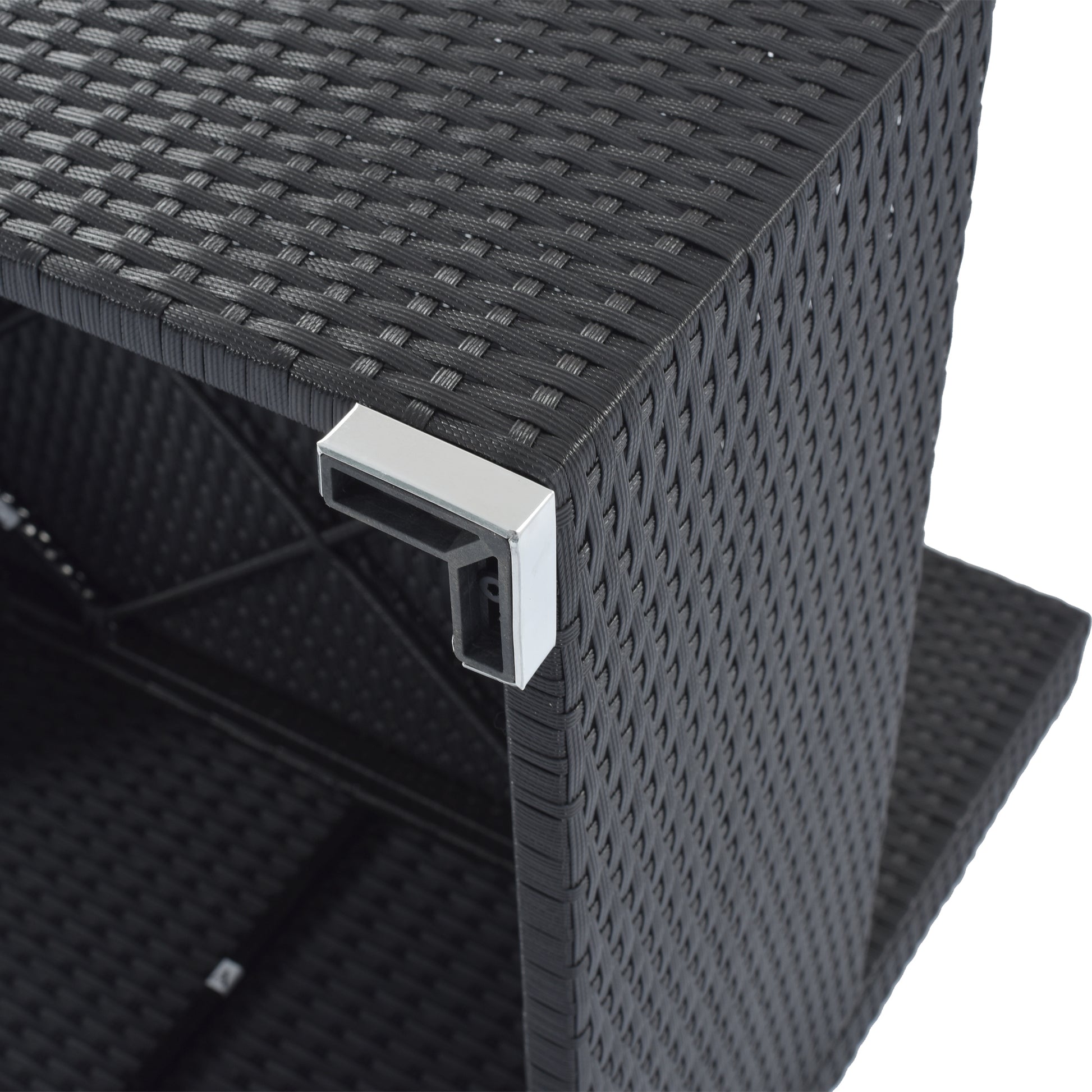 8 Pieces Outdoor Patio Furniture Sets, Garden Conversation Wicker Sofa Set, Single Sofa Combinable, Gray Cushions Black Wicker Yes Gray Wicker