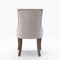 Ultra Side Dining Chair Thickened Fabric Chairs With Neutrally Toned Solid Wood Legs Bronze Nail Head Set Of 2 Beige Beige Foam Fabric