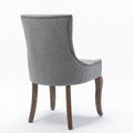 Ultra Side Dining Chair Thickened Fabric Chairs With Neutrally Toned Solid Wood Legs Bronze Nail Head Set Of 2 Gray Gray Foam Fabric