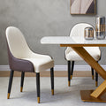 Dining Chair With Pu Leather White And Brown Metal Legs Set Of 2 Brown Pu Leather