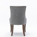 Ultra Side Dining Chair Thickened Fabric Chairs With Neutrally Toned Solid Wood Legs Bronze Nail Head Set Of 2 Gray Gray Foam Fabric