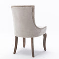 Ultra Side Dining Chair Thickened Fabric Chairs With Neutrally Toned Solid Wood Legs Bronze Nail Head Set Of 2 Beige Beige Foam Fabric