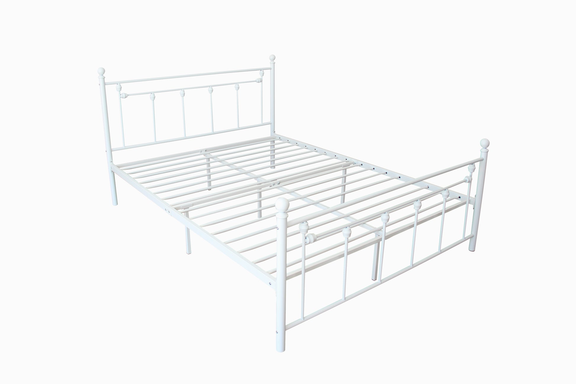 Queen Size Metal Bed Frame With Headboard And Footboard White White Metal