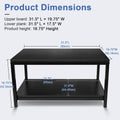 Yssoa Storage Shelf For Living Room And Office, Easy Assembly, Black Home Coffee Table , 31X20X16 Inch Black Solid Wood