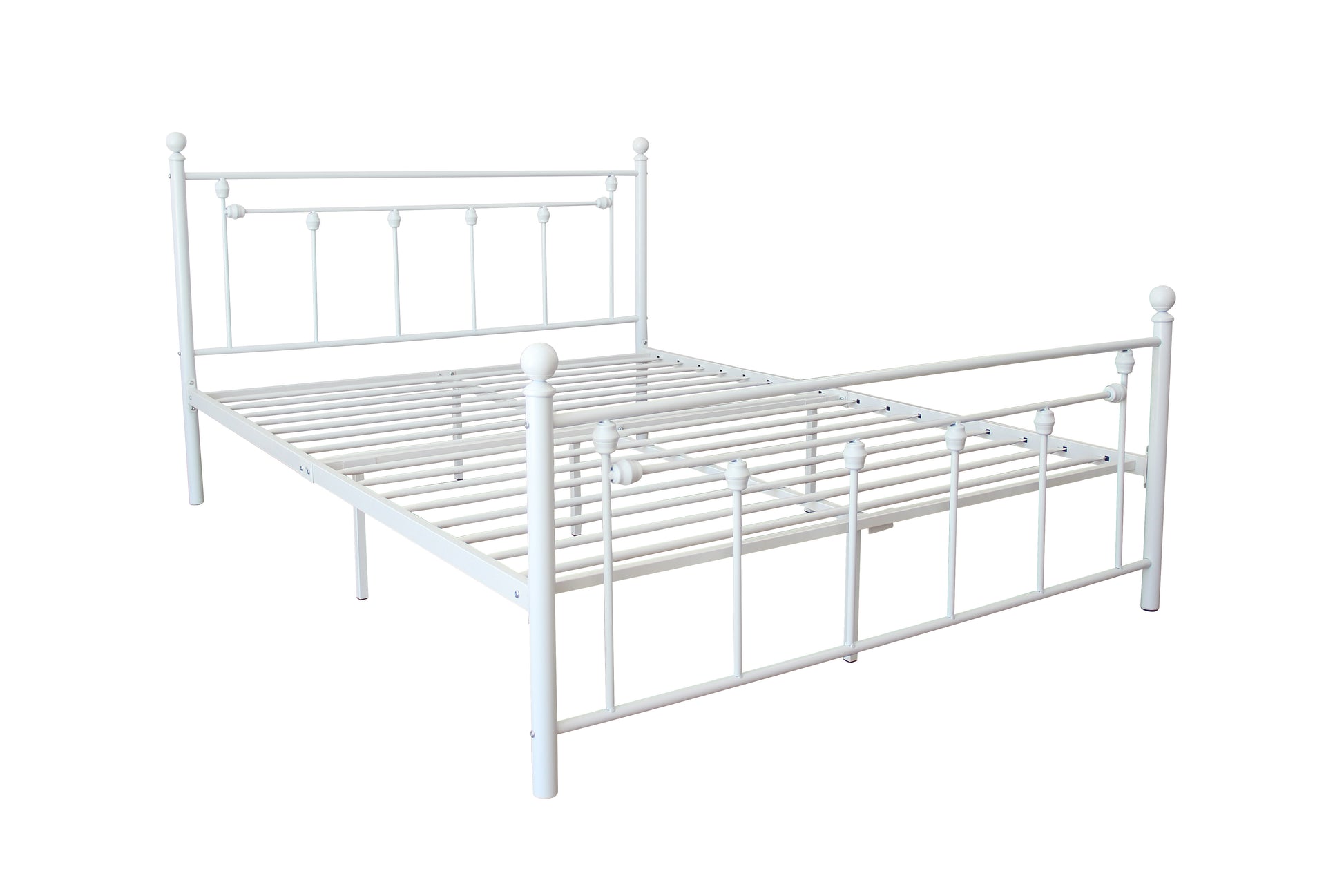 Queen Size Metal Bed Frame With Headboard And Footboard White White Metal