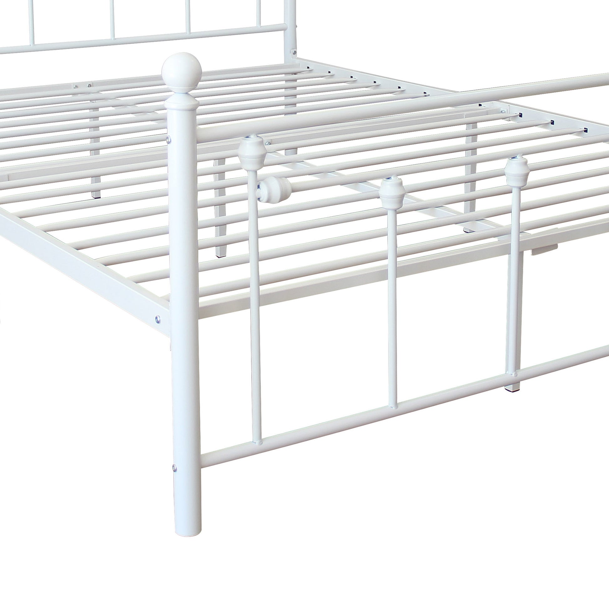 Queen Size Metal Bed Frame With Headboard And Footboard White White Metal