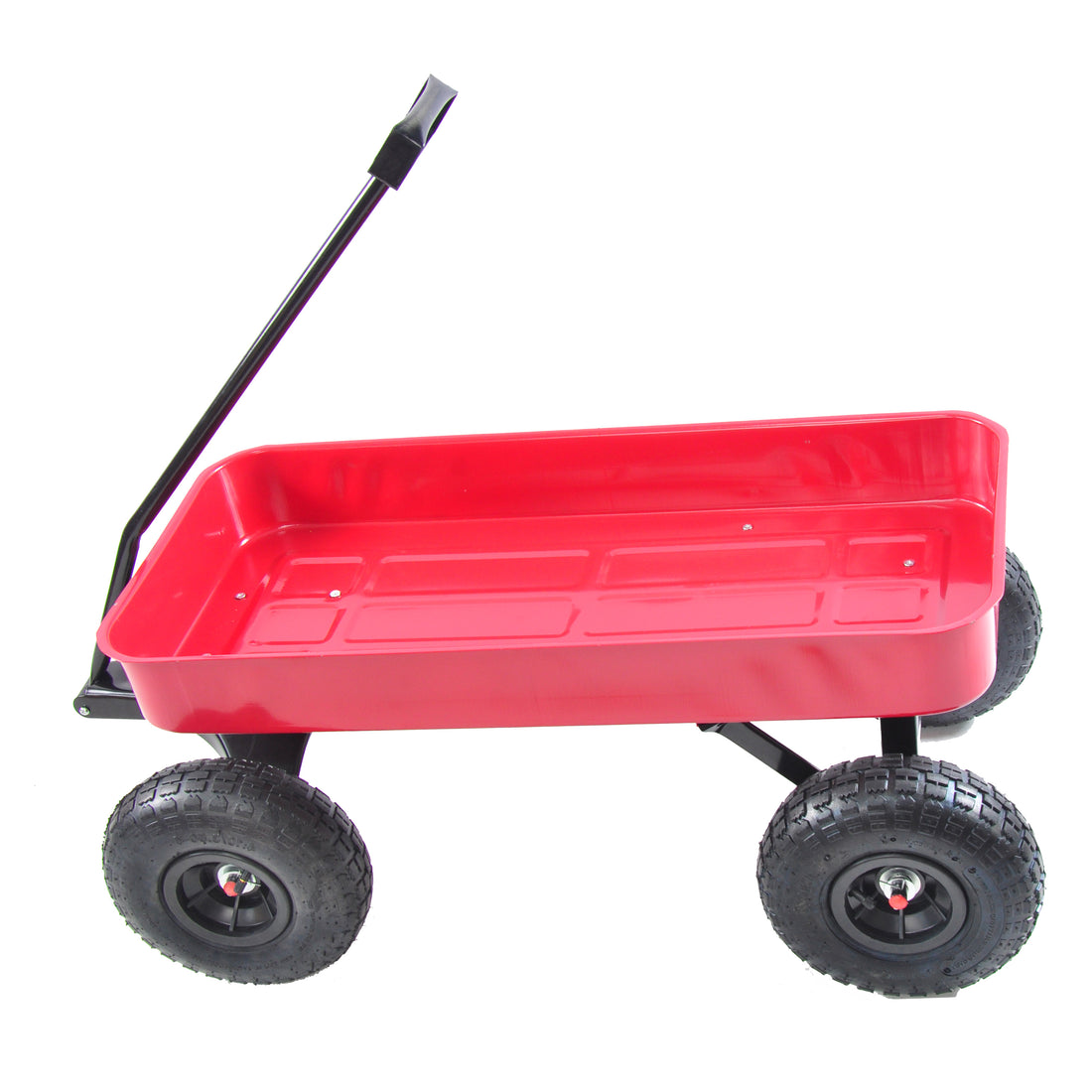 Outdoor Wagon All Terrain Pulling Air Tires Children Kid Garden Red Steel