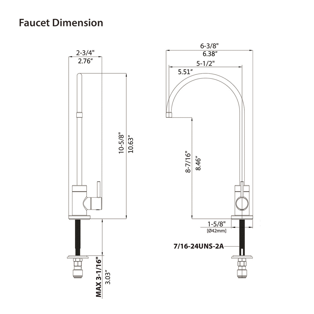 Kitchen Water Filter Faucet, Drinking Water Faucet Brushed Gold Stainless Steel