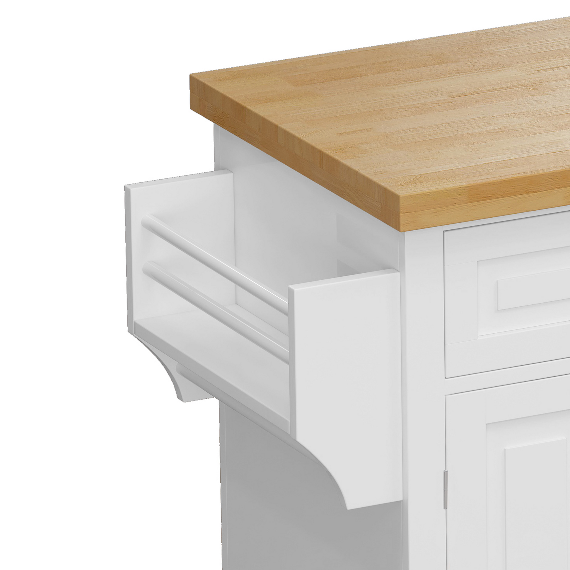 Kitchen Island Cart with Two Storage Cabinets and Two white-mdf