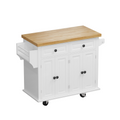 Kitchen Island Cart with Two Storage Cabinets and Two white-mdf