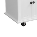 Kitchen Island Cart with Two Storage Cabinets and Two white-mdf