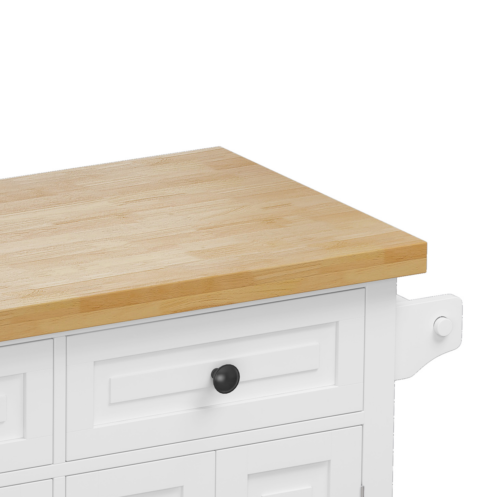 Kitchen Island Cart with Two Storage Cabinets and Two white-mdf