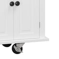 Kitchen Island Cart with Two Storage Cabinets and Two white-mdf