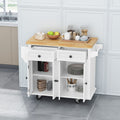 Kitchen Island Cart with Two Storage Cabinets and Two white-mdf